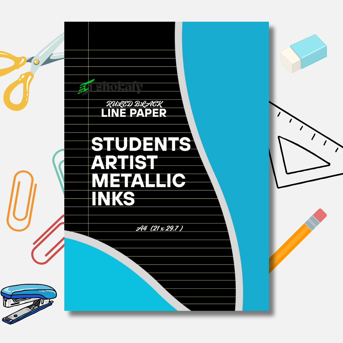 Black Paper with White and Yellow Lines - Image 3