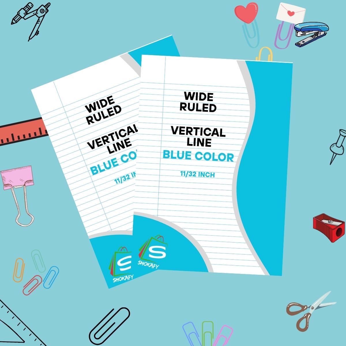 wide-ruled paper with 11/32