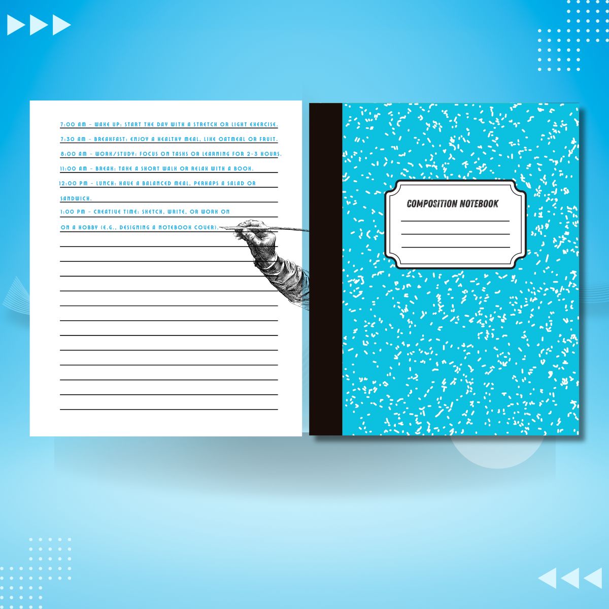 Composition Notebook blue cover Marble Design - Image 6